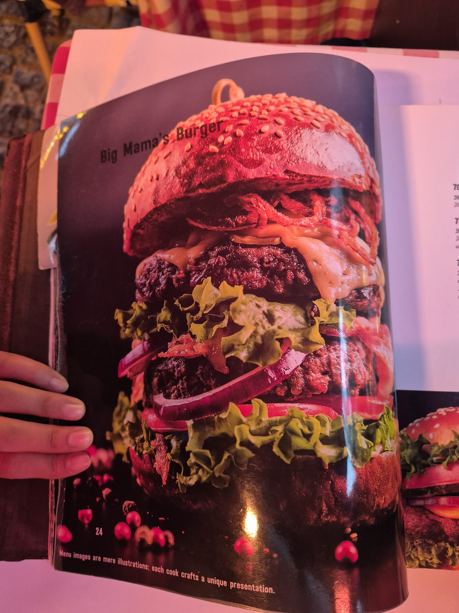 Original menukort Big Mama's burger